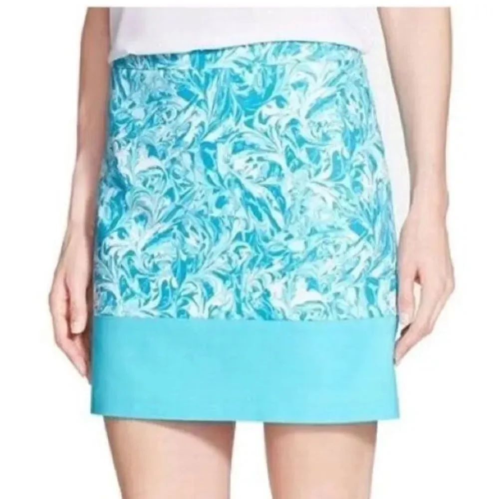 Michael Michael Kors turquoise patterned lined skirt, size 8.